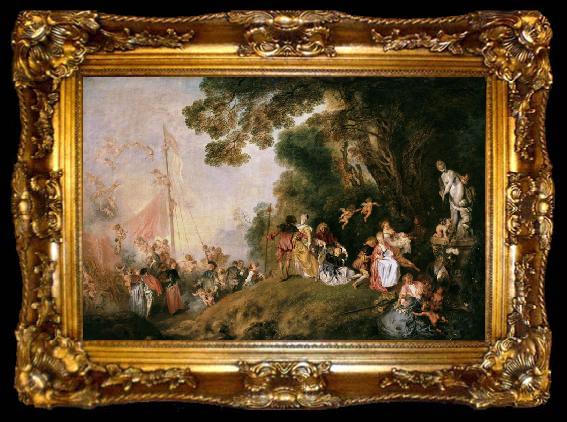 framed  Jean-Antoine Watteau Pilgrimage to Cythera (mk08), ta009-2